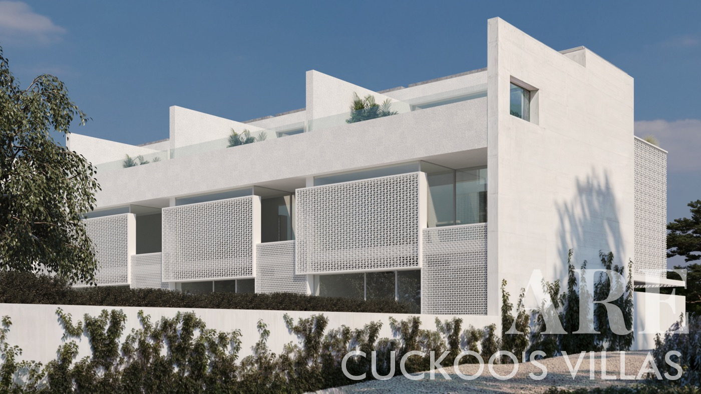 Fachada con sistema de sombreado de malla