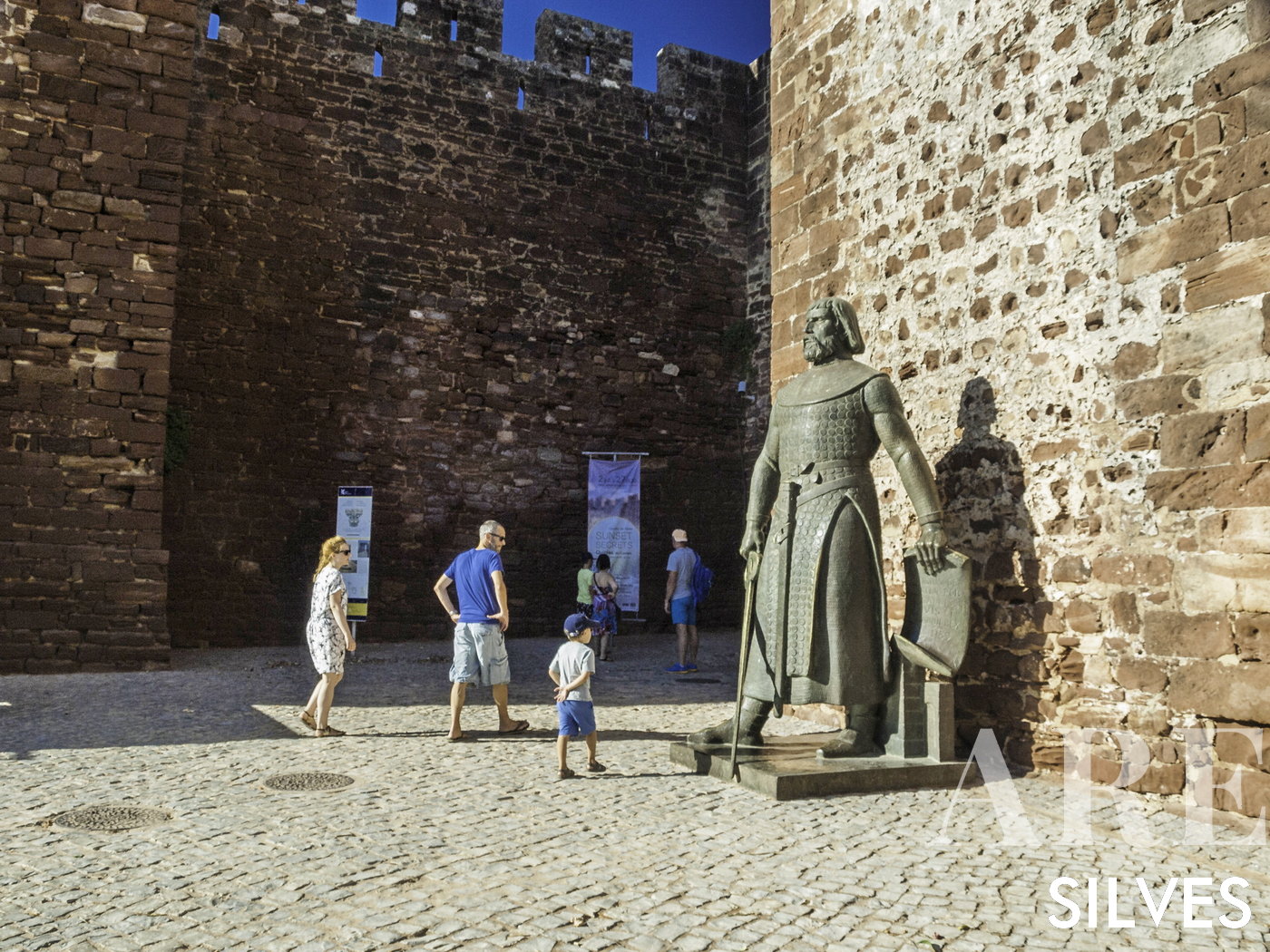 Entrance of Silves Castle with Statue of King D. Sancho I