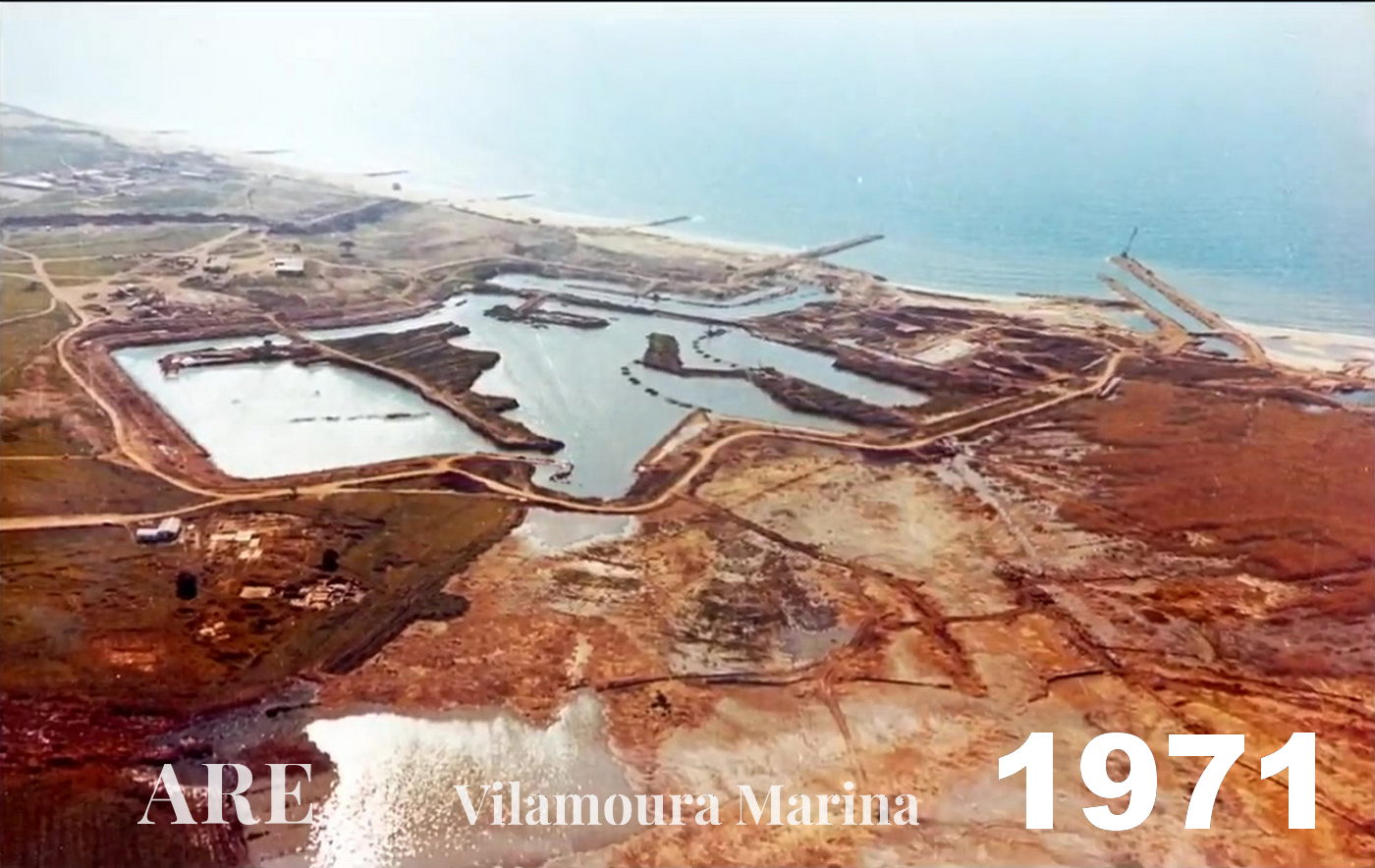 A escavação da Marina de Vilamoura em 1971, marcando o início da construção da marina.