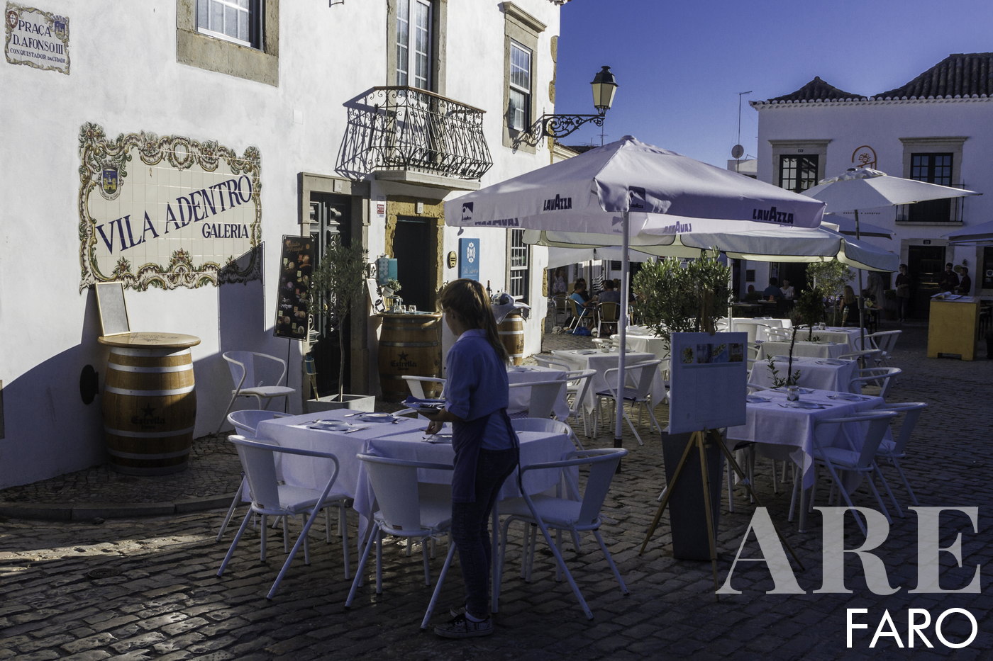 Restaurants inside the walls of the old town of Faro