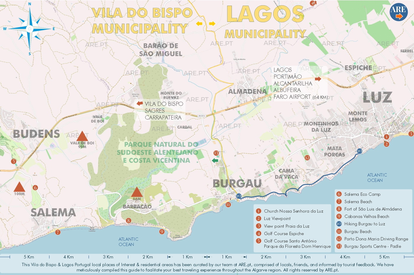 Mapa de Salema, Burgau e Luz, sua envolvente