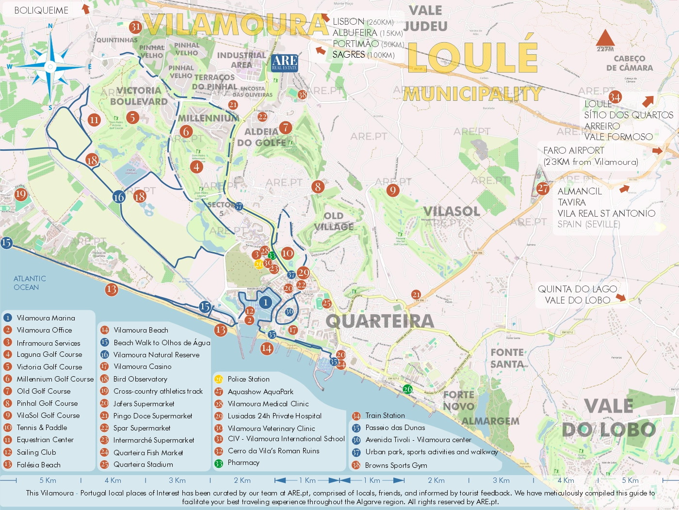 Mapa do Vilamoura Resort e arredores