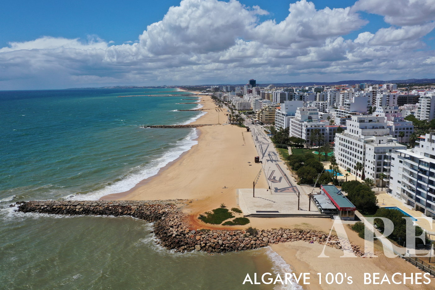Winter Quarteira beaches aerial view